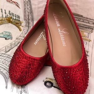 Girls ruby red jeweled shoes